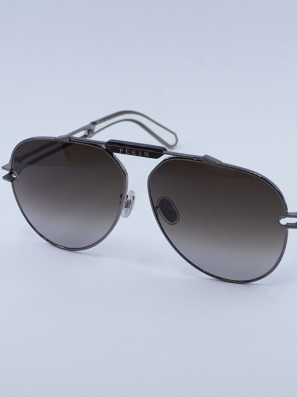Philipp Plein SPP048M 0584 Sunglasses Gunmetal Aviator Frame, Brown Lenses